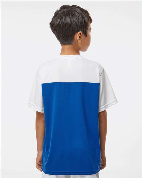 Youth Crewneck Baseball Jersey - OnModelBack - B33985152 - Royal/ White