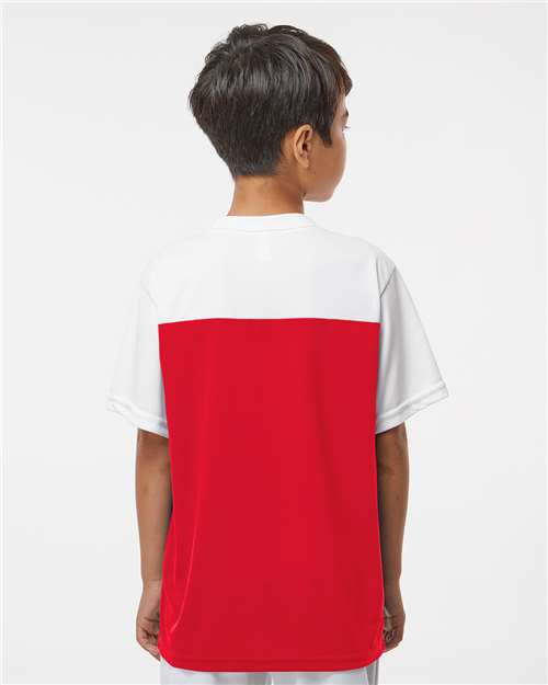 Youth Crewneck Baseball Jersey - OnModelBack - B33985162 - Red/ White