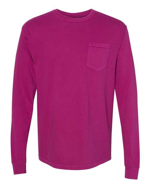 Garment-Dyed Heavyweight Long Sleeve Pocket T-Shirt - Front - B18508673 - Boysenberry