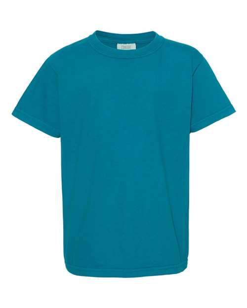 Garment-Dyed Youth Heavyweight T-Shirt - Front - B31608802 - Topaz Blue