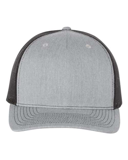 Five-Panel Trucker Cap - Front - B00195510 - Heather Grey/ Black