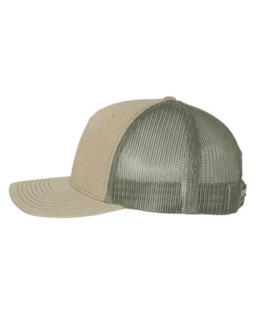 Five-Panel Trucker Cap - DirectSide - B00195240 - Pale Khaki/ Loden Green