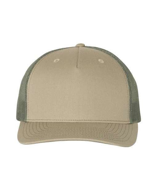 Five-Panel Trucker Cap - Front - B00195240 - Pale Khaki/ Loden Green
