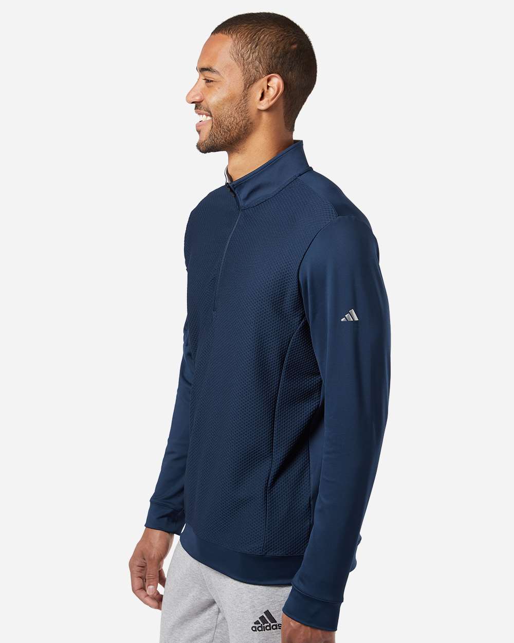 Performance Textured Quarter-Zip Pullover - OnModelSide - B01353653 - Collegiate Navy