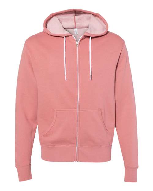 Lightweight Full-Zip Hooded Sweatshirt - Front - B81076313 - Dusty Rose