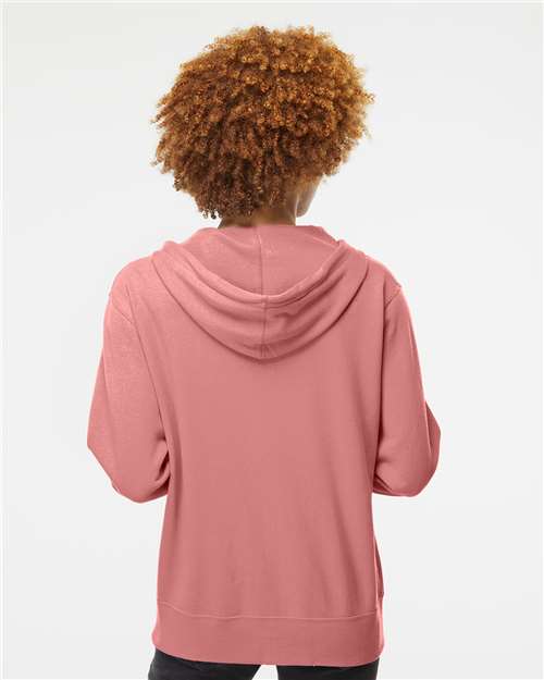 Lightweight Full-Zip Hooded Sweatshirt - OnModelBack - B81076313 - Dusty Rose