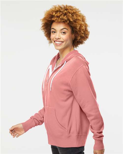 Lightweight Full-Zip Hooded Sweatshirt - OnModelSide - B81076313 - Dusty Rose