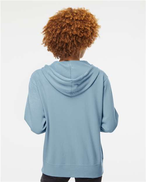 Lightweight Full-Zip Hooded Sweatshirt - OnModelBack - B81076253 - Misty Blue