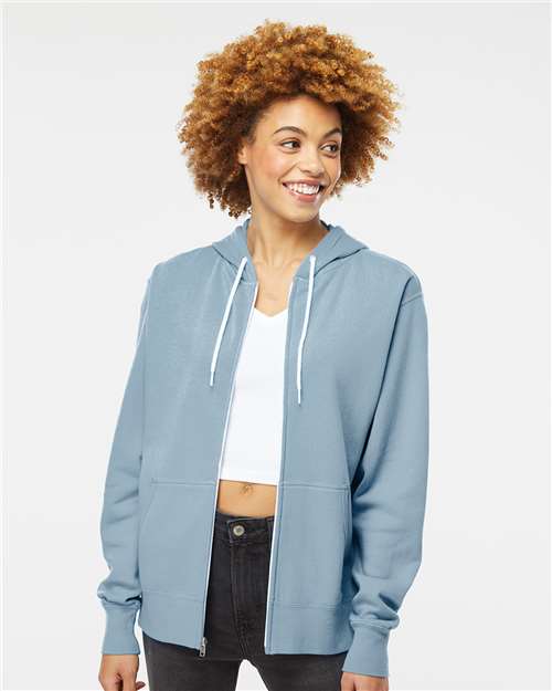 Lightweight Full-Zip Hooded Sweatshirt - OnModelFront - B81076253 - Misty Blue