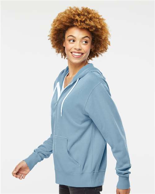 Lightweight Full-Zip Hooded Sweatshirt - OnModelSide - B81076253 - Misty Blue
