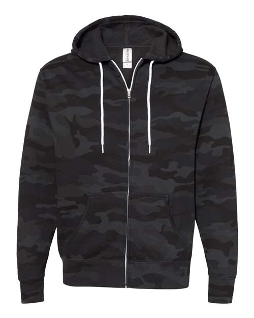 Lightweight Full-Zip Hooded Sweatshirt - Front - B81076513 - Black Camo