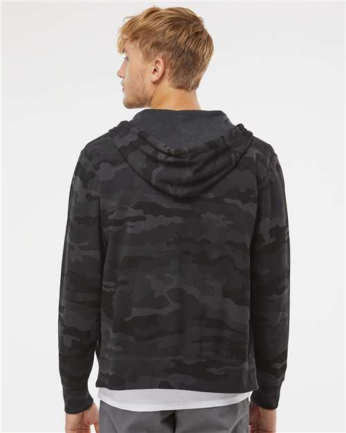 Lightweight Full-Zip Hooded Sweatshirt - OnModelBack - B81076513 - Black Camo