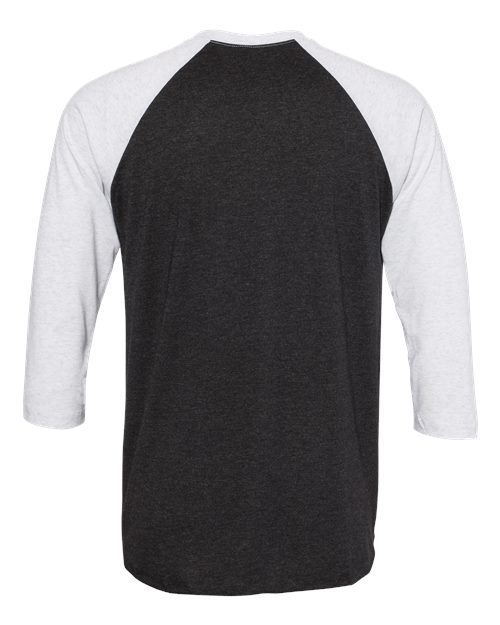 Triblend Three-Quarter Raglan T-Shirt - Back - B56818002 - Heather White/ Vintage Black