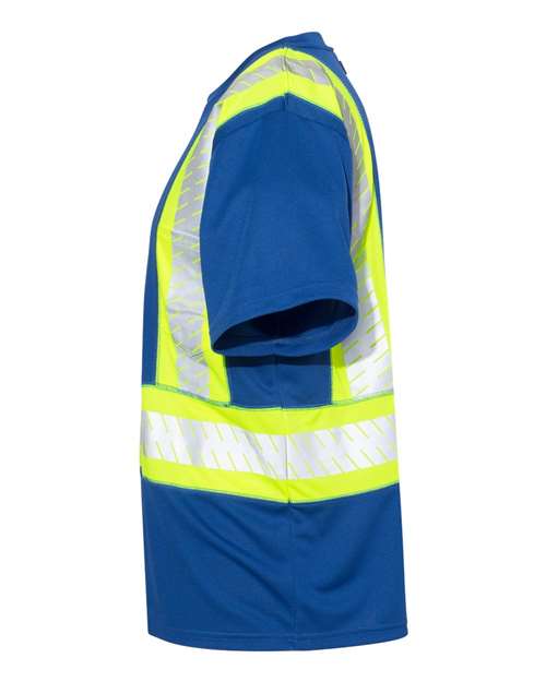 EV Series® Enhanced Visibility Contrast Pocket T-Shirt - DirectSide - B88529754 - Royal Blue/ Lime - B202