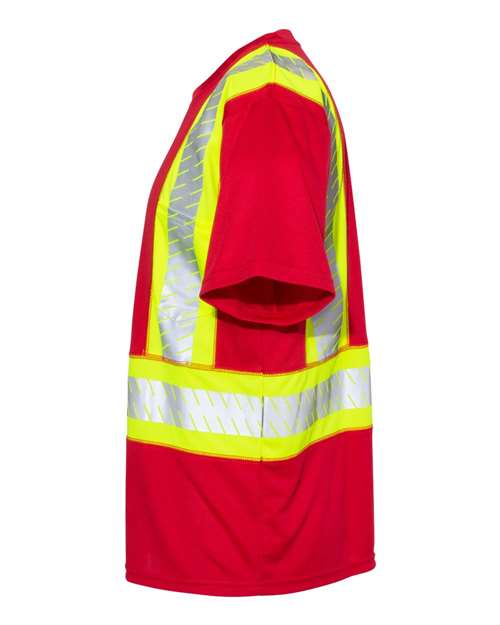 EV Series® Enhanced Visibility Contrast Pocket T-Shirt - DirectSide - B88529704 - Red/ Lime - B203