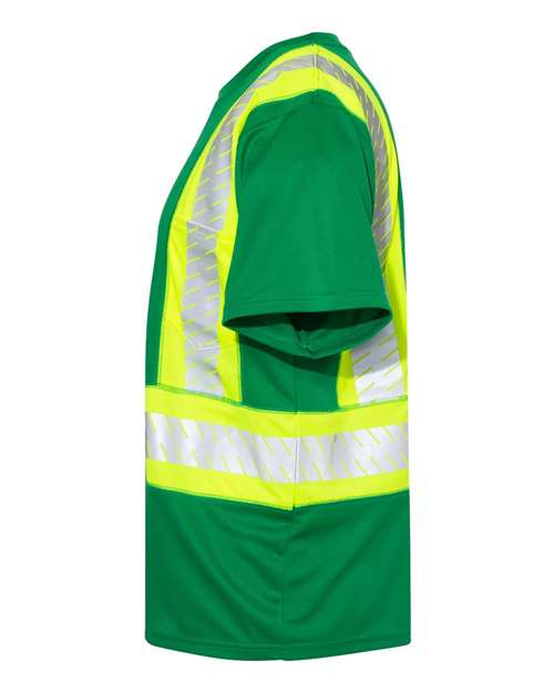 EV Series® Enhanced Visibility Contrast Pocket T-Shirt - DirectSide - B88529544 - Green/ Lime - B204
