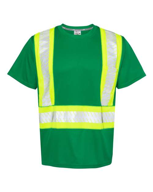 EV Series® Enhanced Visibility Contrast Pocket T-Shirt - Front - B88529544 - Green/ Lime - B204