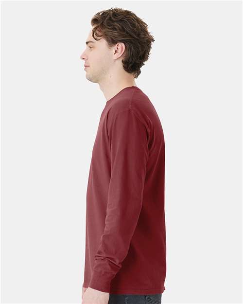 Garment-Dyed Long Sleeve T-Shirt With a Pocket - OnModelSide - B35400323 - Cayenne