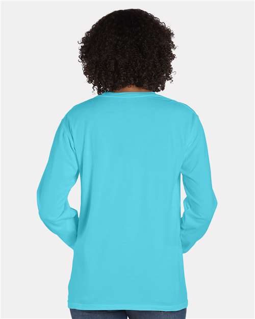 Garment-Dyed Long Sleeve T-Shirt With a Pocket - OnModelBack - B35400247 - Freshwater