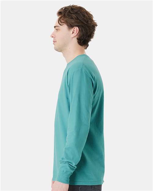 Garment-Dyed Long Sleeve T-Shirt With a Pocket - OnModelSide - B35400293 - Spanish Moss