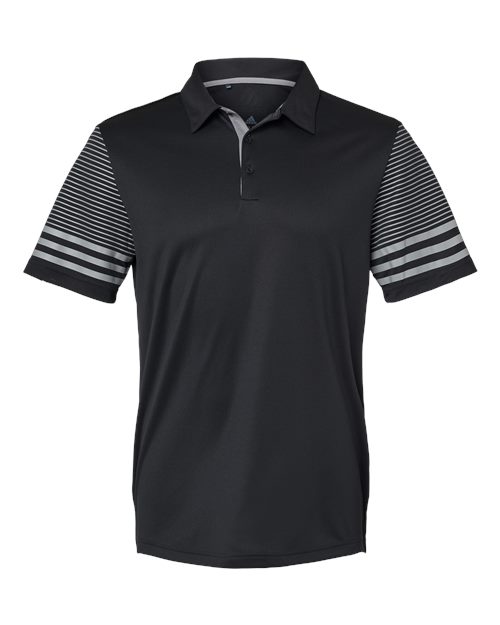 Striped Sleeve Polo - Front - B03253503 - Black/ Grey Three