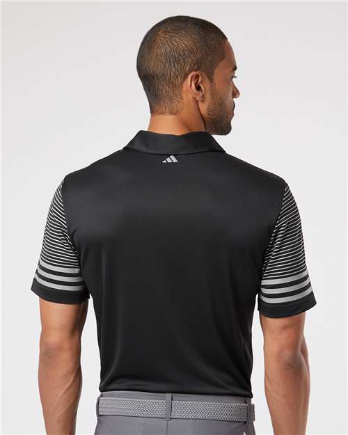 Striped Sleeve Polo - OnModelBack - B03253503 - Black/ Grey Three