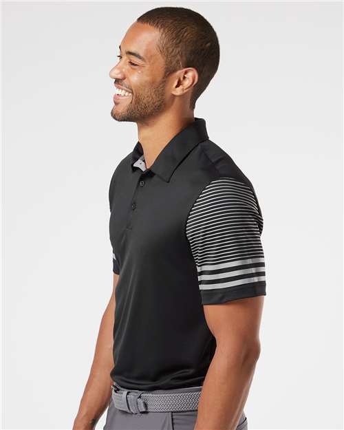Striped Sleeve Polo - OnModelSide - B03253503 - Black/ Grey Three
