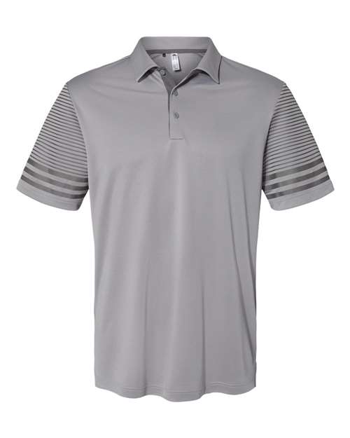 Striped Sleeve Polo - Front - B03253353 - Grey Three/ Grey Five