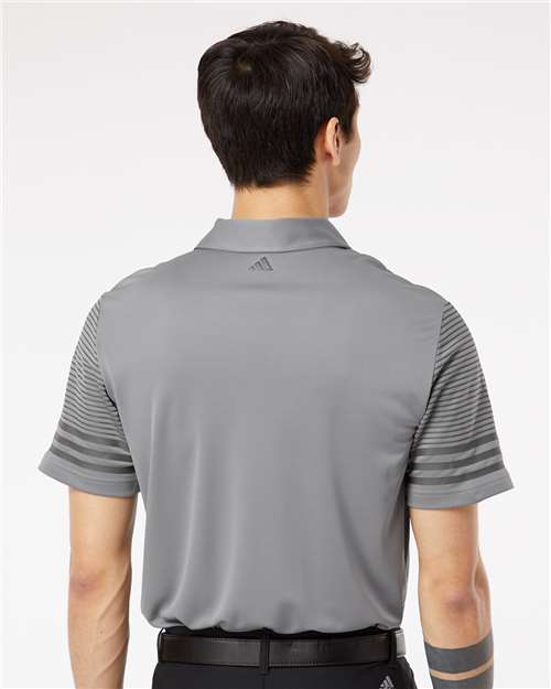 Striped Sleeve Polo - OnModelBack - B03253353 - Grey Three/ Grey Five