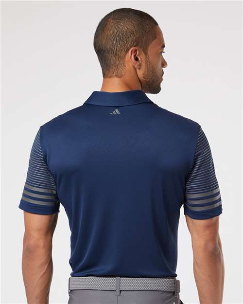 Striped Sleeve Polo - OnModelBack - B03253654 - Team Navy Blue/ Grey Five