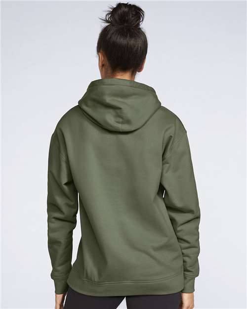 Unisex Softstyle® Midweight Hooded Sweatshirt - OnModelBack - B24160062 - Military Green