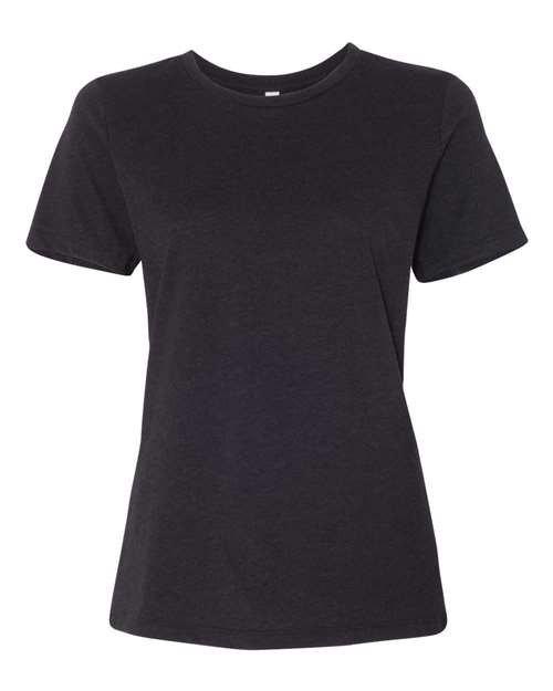 Women’s Relaxed Fit Heather CVC Tee - Front - B20506103 - Black Heather