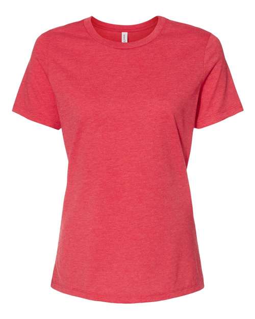 Women’s Relaxed Fit Heather CVC Tee - Front - B20506123 - Heather Red