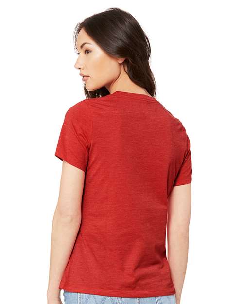 Women’s Relaxed Fit Heather CVC Tee - OnModelBack - B20506123 - Heather Red