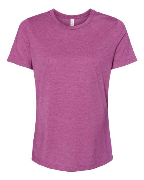 Women’s Relaxed Fit Heather CVC Tee - Front - B20506143 - Heather Magenta