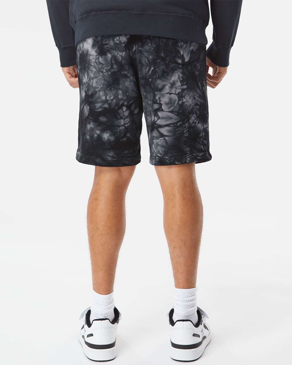 Unisex Tie-Dyed Fleece Shorts - OnModelBack - B02376502 - Tie Dye Black