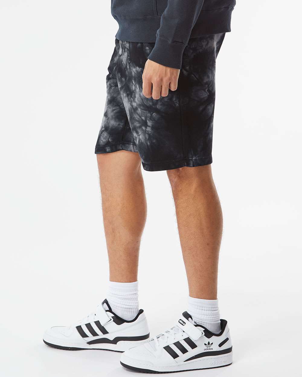 Unisex Tie-Dyed Fleece Shorts - OnModelSide - B02376502 - Tie Dye Black