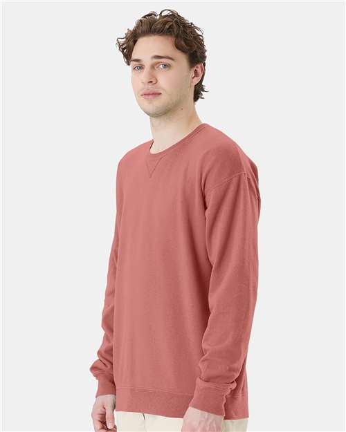 Garment-Dyed Crewneck Sweatshirt - OnModelSide - B35700283 - Mauve