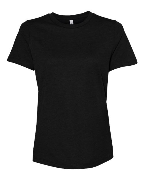 Women’s Relaxed Fit Heather CVC Tee - Front - B20506503 - Solid Black Blend