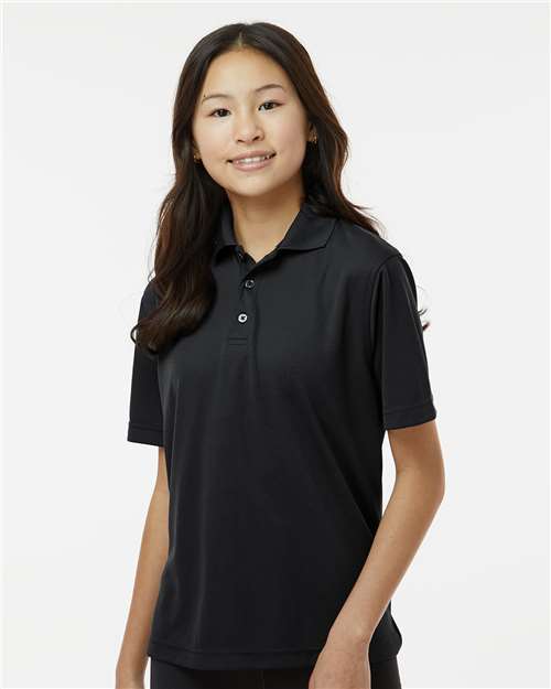Youth Saratoga Performance Mini Mesh Polo - OnModelFront - B11171502 - Black
