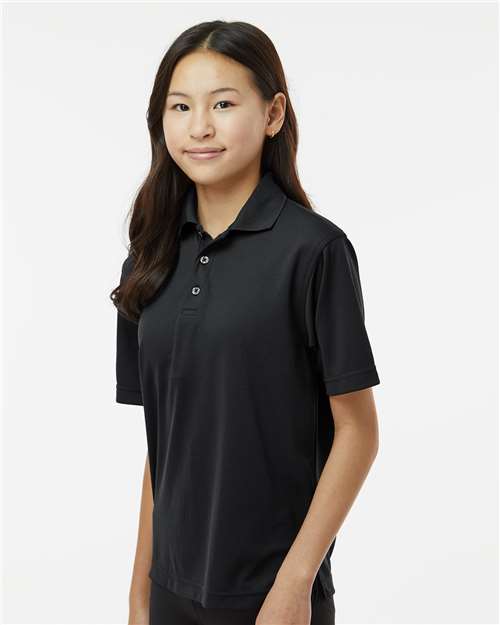 Youth Saratoga Performance Mini Mesh Polo - OnModelSide - B11171502 - Black