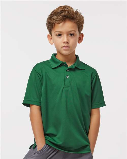 Youth Saratoga Performance Mini Mesh Polo - OnModelFront - B11171542 - Hunter Green