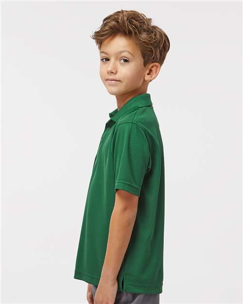 Youth Saratoga Performance Mini Mesh Polo - OnModelSide - B11171542 - Hunter Green