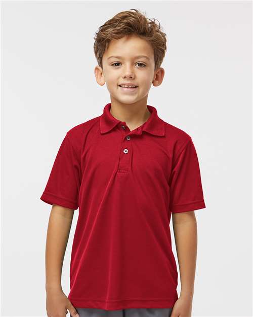 Youth Saratoga Performance Mini Mesh Polo - OnModelFront - B11171102 - Red
