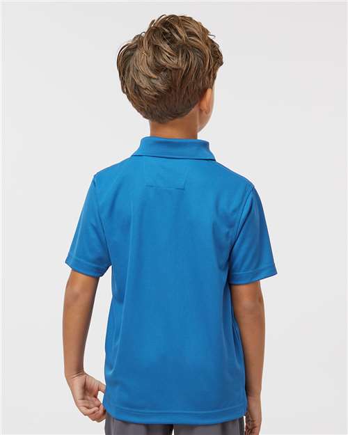 Youth Saratoga Performance Mini Mesh Polo - OnModelBack - B11171762 - Turquoise