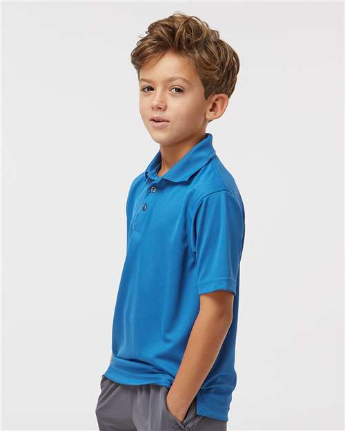 Youth Saratoga Performance Mini Mesh Polo - OnModelSide - B11171762 - Turquoise
