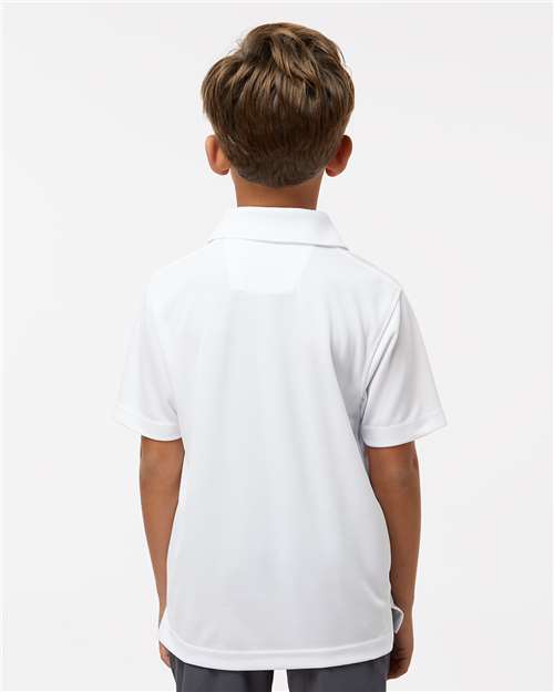 Youth Saratoga Performance Mini Mesh Polo - OnModelBack - B11171002 - White