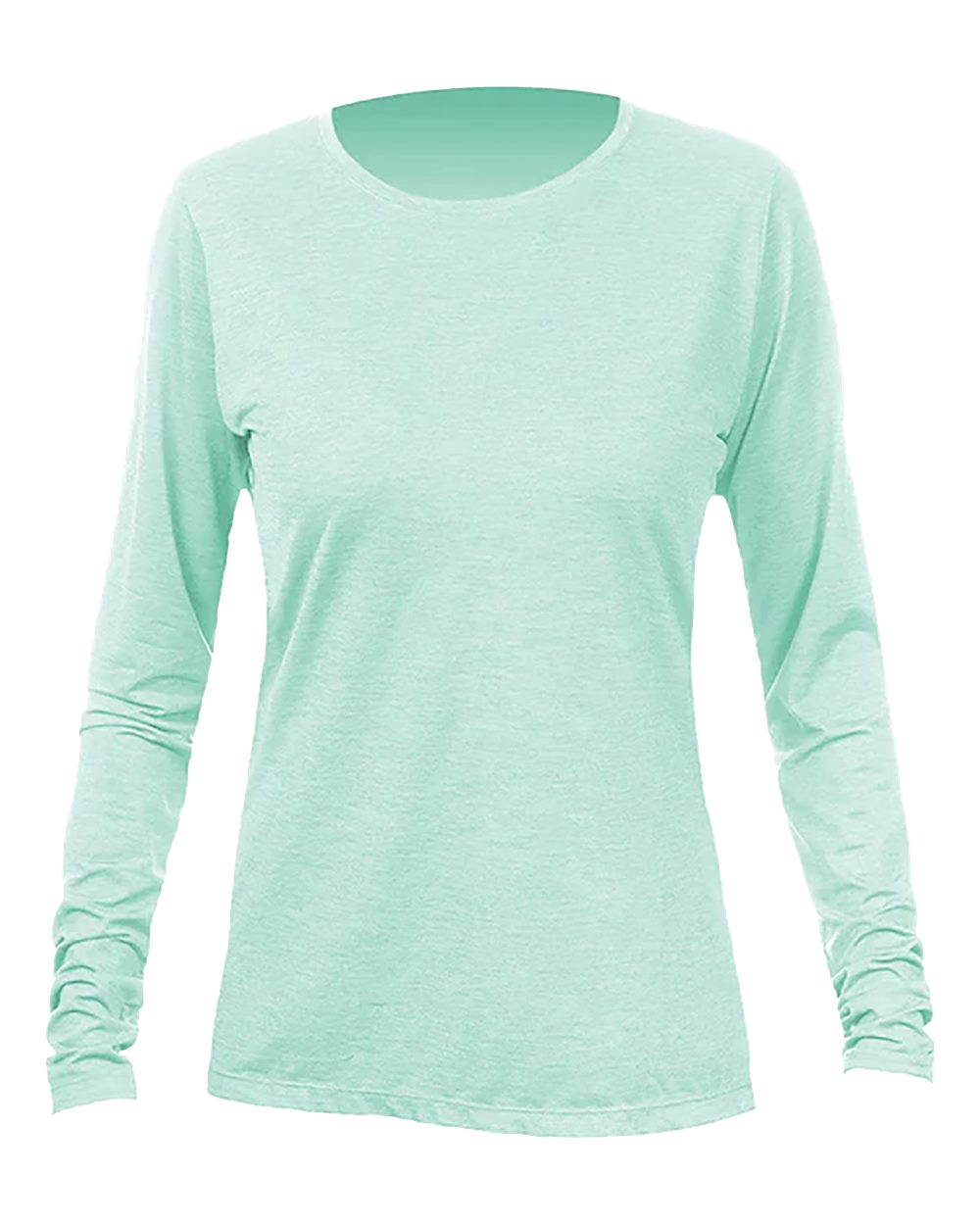 Women's Breeze Tech Long Sleeve T-Shirt - Front - B00533172 - Seafoam Heathered