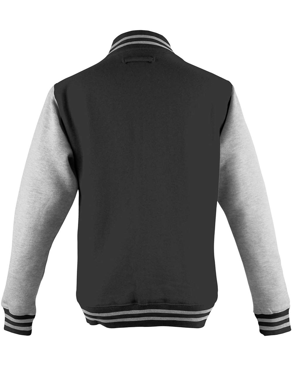 Unisex Letterman Jacket - Back - B10201503 - Jet Black/ Heather Grey