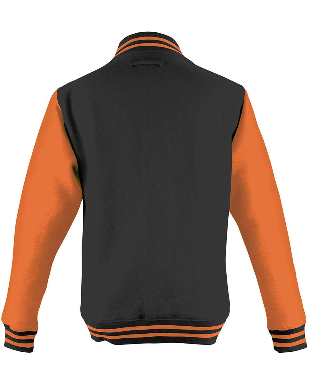 Unisex Letterman Jacket - Back - B10201523 - Jet Black/ Orange Crush